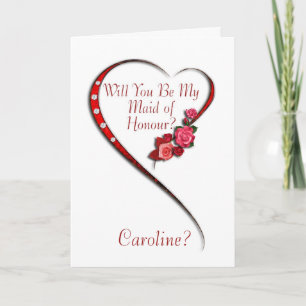 Add name, Swirling heart Maid of Honour invitation