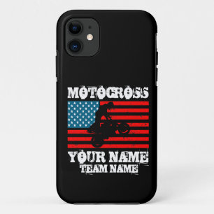 Add Name Team Name etc MOTOCROSS Rider USA Flag  iPhone 11 Case