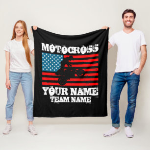 Add Name Team Name etc MOTOCROSS Rider USA Flag  D Fleece Blanket