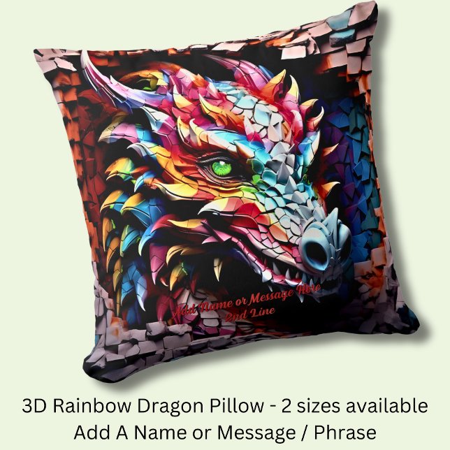 Add Name Text, 3D Rainbow Dragon Cracked Wall Cushion (Creator Uploaded)