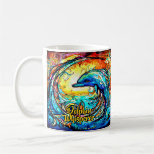Add Name Text Abstract Dolphin Swimming in Wave    Coffee Mug