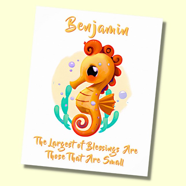 Add Name Text, Baby Seahorse Nursery Poster (Creator Uploaded)