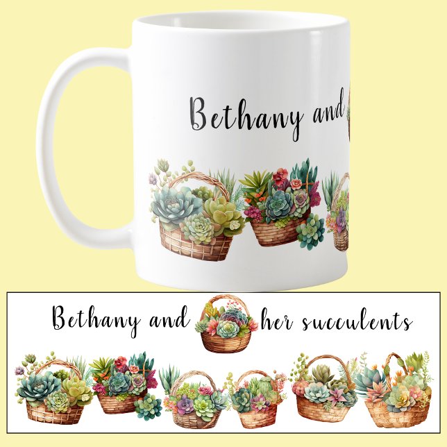 Add Name & Text, Baskets of Succulent Plants  Coffee Mug (Creator Uploaded)