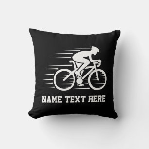 Add Name / Text Bicycle Speed Rider Racer White on Cushion