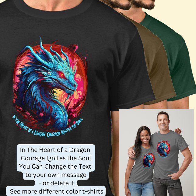 Add Name Text, Blue Dragon on Red Sun T-Shirt (Creator Uploaded)