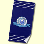 Add Name Text, Blue White Nautical Ship Wheel Beach Towel<br><div class="desc">Add Name Text,  Blue White Nautical Ship Wheel</div>