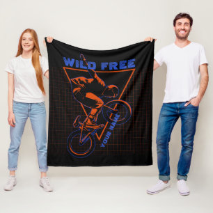 Add Name Text BMX Extreme Freestyle Red Geometric  Fleece Blanket