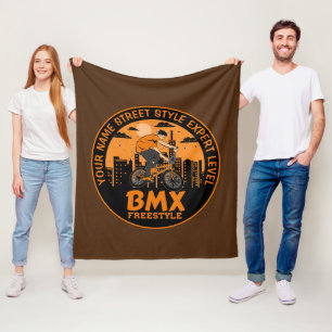 Add Name Text BMX Freestyle Street Style Expert Fleece Blanket