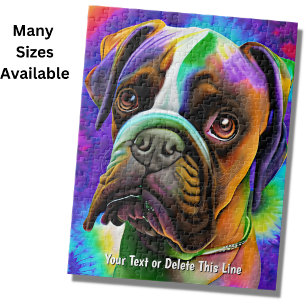 Add Name Text, Boxer Dog Adorable Eyes Painting Jigsaw Puzzle