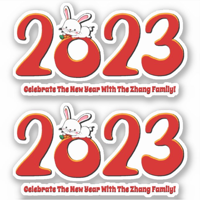 Add Name Text Chinese New Year 2023 Year of Rabbit (Front)