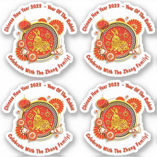 Add Name Text Chinese New Year 2023 Year of Rabbit (Front)