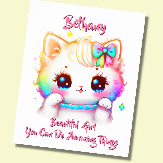 Add Name Text,  Colourful Kitten Nursery  Poster (Creator Uploaded)