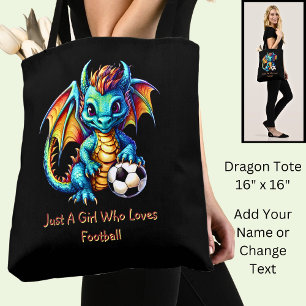 Add Name Text - Dragon - A Girl Who Loves Football Tote Bag