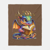 Add Name Text, Easily Distracted By Books Dragons Fleece Blanket (Front)
