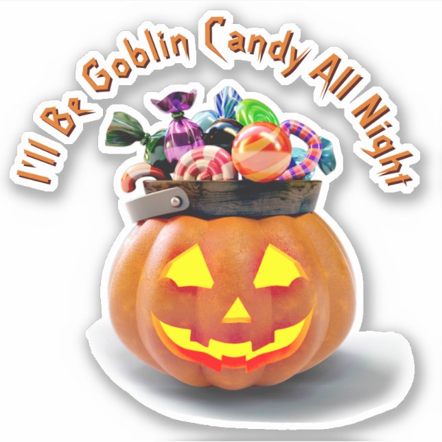 Add Name Text, Goblin Candy All Night, Pumpkin 3D (Front)