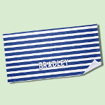 Add Name Text, Grungy Dark Blue White Stripes Beach Towel<br><div class="desc">Add a Name & your text - - Grungy Dark Blue White Stripes</div>