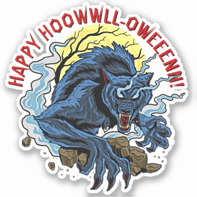 Add Name Text, Happy Howl-Oween Wolf Phrase Saying (Front)