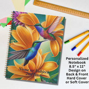Add Name Text, Humming Birds on Orange Blossoms Notebook
