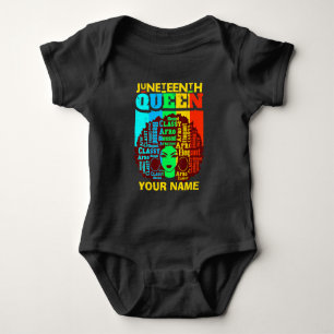 Add Name Text Juneteenth Black Queen Afro Melanin  Baby Bodysuit