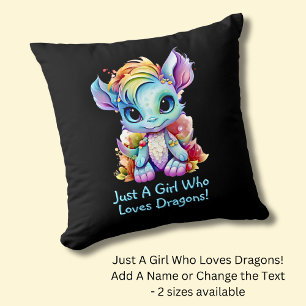 Add Name Text - Just a Girl Who Loves Dragons!    Cushion