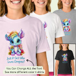 Add Name Text - Just a Girl Who Loves Dragons!    T-Shirt<br><div class="desc">Add a Name  or Change Text  - Just a Girl Who Loves Dragons - -  See my store for lots more great Dragon Gift Ideas</div>