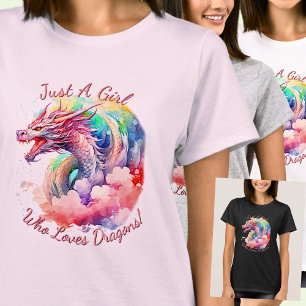 Add Name Text, Just A Girl Who Loves Dragons! T-Shirt