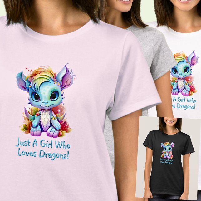 Add Name Text - Just a Girl Who Loves Dragons!    T-Shirt (Creator Uploaded)