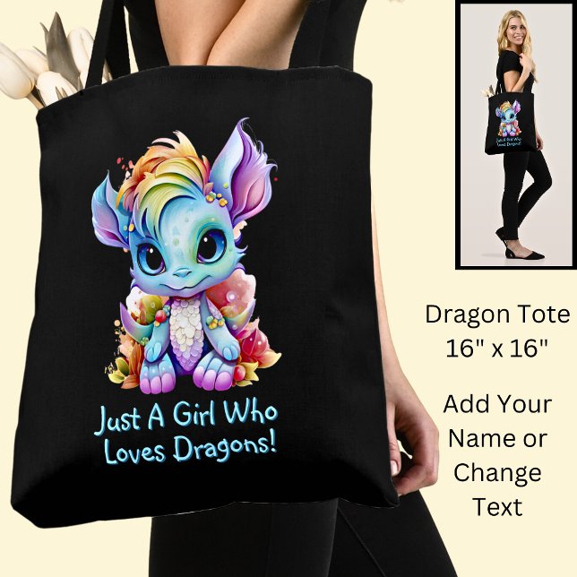 Add Name Text - Just a Girl Who Loves Dragons!    Tote Bag (Creator Uploaded)