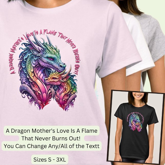 Add Name Text, Mother & Baby Dragon T-Shirt (Creator Uploaded)