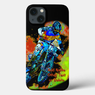 Add Name Text (or Delete) Motocross Rider Dirt  iPhone 13 Case