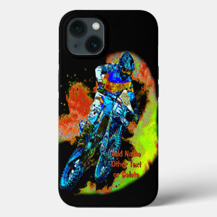 Add Name Text (or Delete) Motocross Rider Dirt iPhone 13 Case