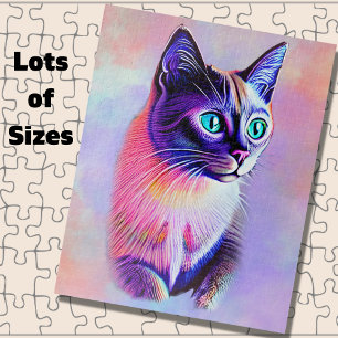 Add Name Text, Pastels Painted Siamese Cat         Jigsaw Puzzle