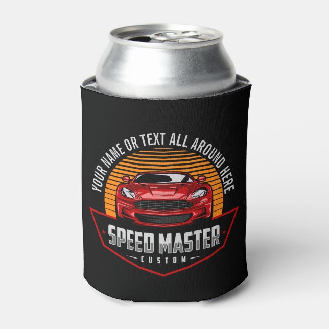 Add Name Text Red Custom SPEED MASTER  Can Cooler (Can Front)