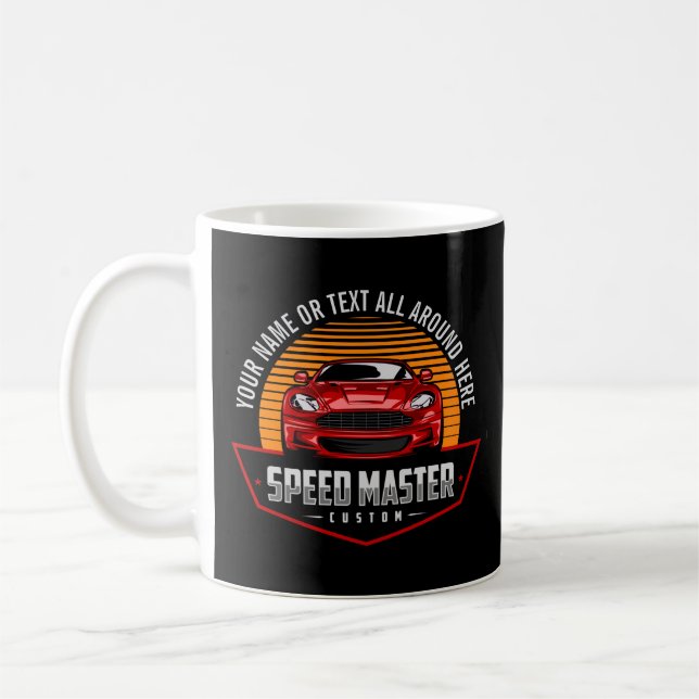 Add Name Text Red Custom SPEED MASTER  Coffee Mug (Left)