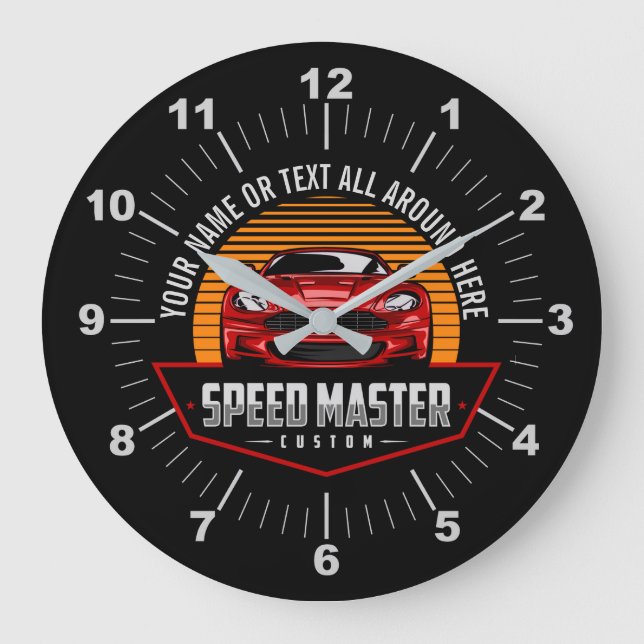 Add Name Text Red Custom SPEED MASTER   Large Clock (Front)