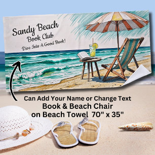 Add Name Text Sandy Beach Book Club Towel
