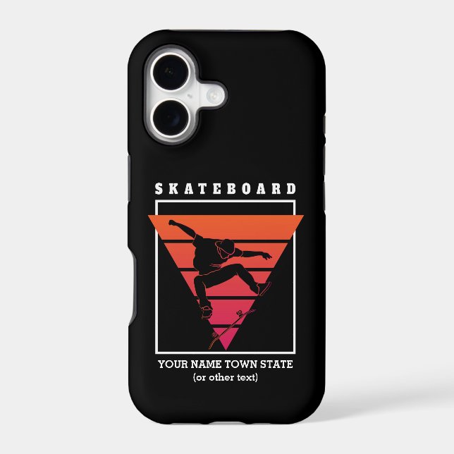 Add Name & Text Skateboard Geometric Triangle   (Back)