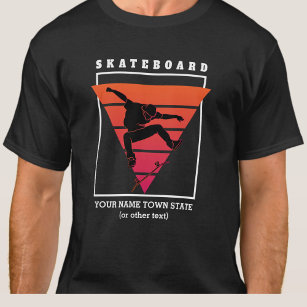 Add Name & Text Skateboard Geometric Triangle      T-Shirt