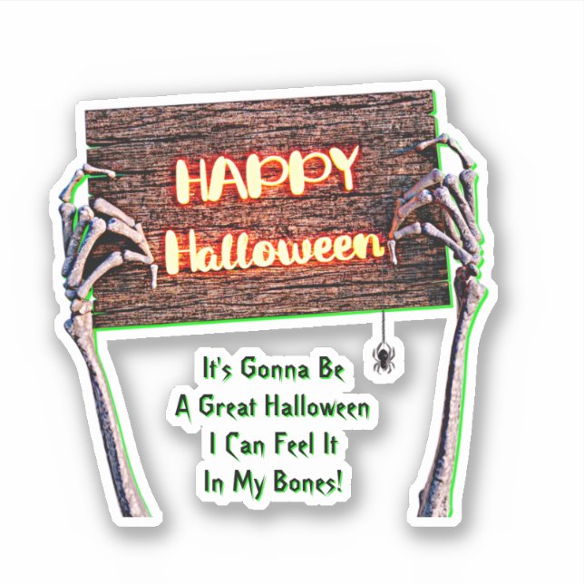 Add Name Text, Skeleton Arm Hands Holding Sign     (Front)