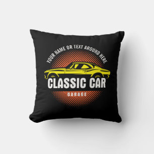 Add Name Text Yellow Classic Car Cushion