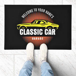 Add Name Text Yellow Classic Car Front Doormat