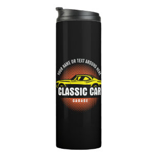 Add Name Text Yellow Classic Car Thermal Tumbler