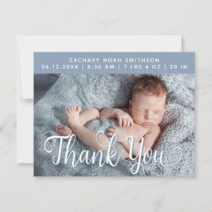     Add Name Thank You Boy Birth Announcement Card
