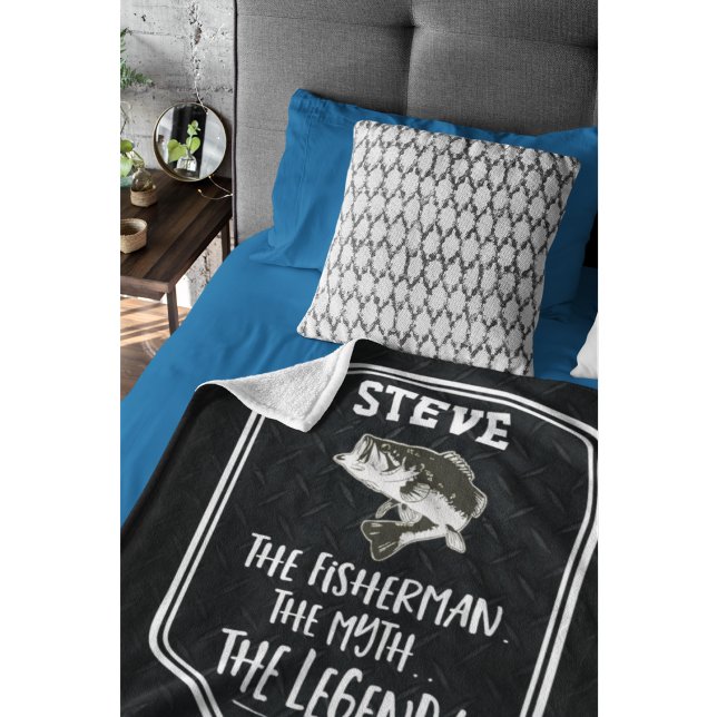 Add Name The Fisherman The Myth The Legend Fishing Fleece Blanket (Funny Bass Fishing Cozy Blanket for the angler in your life. The Fisherman, the myth, the LEGEND!)