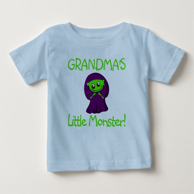 Add Name /Title, Grandpa, Grandma's Little Monster Baby T-Shirt (Front)