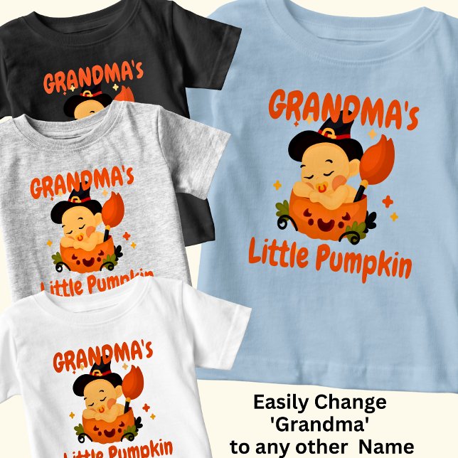 Add Name /Title Grandpa's Grandma's Little Pumpkin Baby T-Shirt (Creator Uploaded)