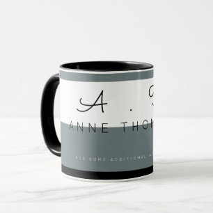 Add name to a modern grey, white & black mug