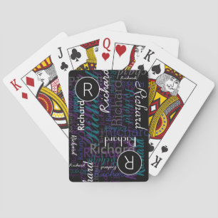 Add Name to get Personalised Colours on Black Playing Cards