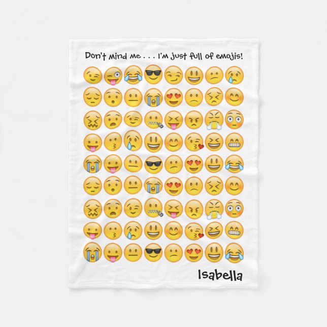 Add Name to Personalised Emoji Print Blanket (Front)