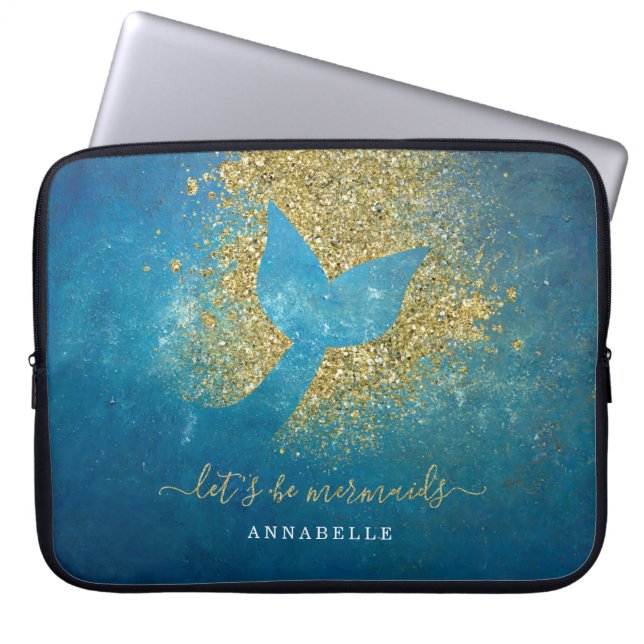 Add Name to Personalised Mermaid Tail Laptop Sleeve (Front)